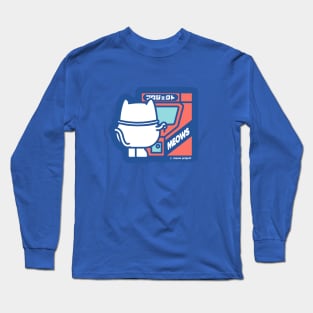 Blue and Red Arcade Cat Long Sleeve T-Shirt